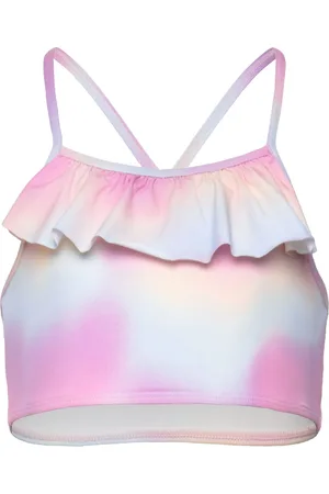 Lindex Bikini Top With Frill Aop Bikini Purple