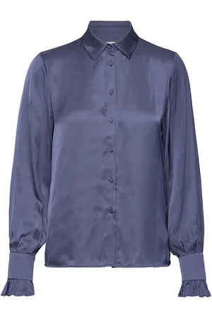 Zadig & Voltaire Thely Satin Designers Shirts Long-sleeved Navy