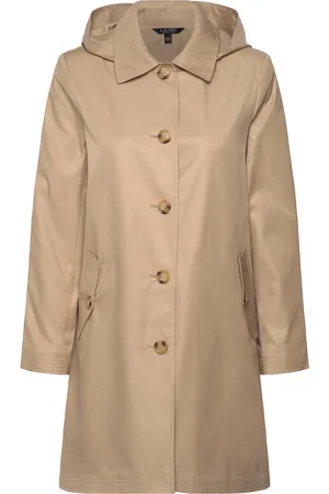 Ralph Lauren Hooded Cotton-Blend Balmacaan Coat Tynn Kåpe Beige