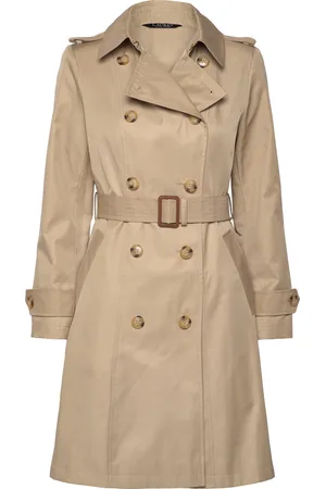 Ralph Lauren Double-Breasted Cotton-Blend Trench Coat Trench Coat Kåpe Beige