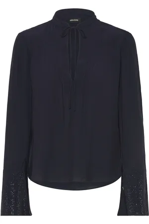 Zadig & Voltaire Taika Soft Strass Tops Blouses Long-sleeved Navy