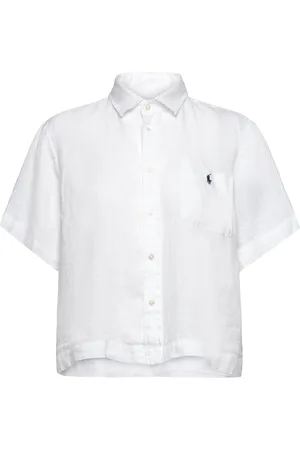 Ralph Lauren Linen Short-Sleeve Shirt Tops Shirts Short-sleeved White