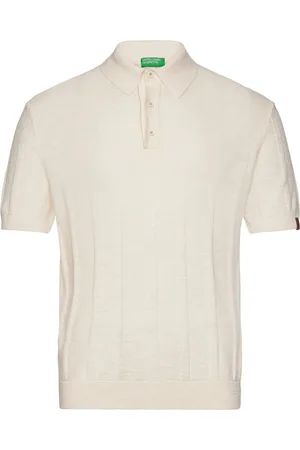 Benetton H/S Polo Shirt Tops Knitwear Short Sleeve Knitted Polos White