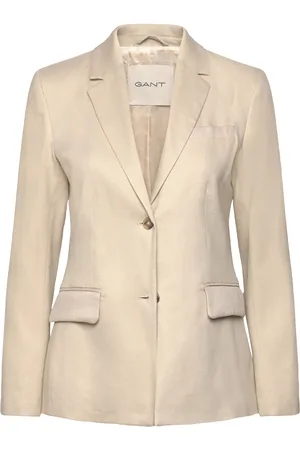 GANT Slim Stretch Linen Blazer Blazers Single Breasted Blazers Cream