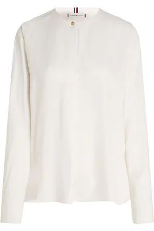 Tommy Hilfiger Fluid Viscose V-Neck Rlxd Blouse Tops Blouses Long-sleeved White