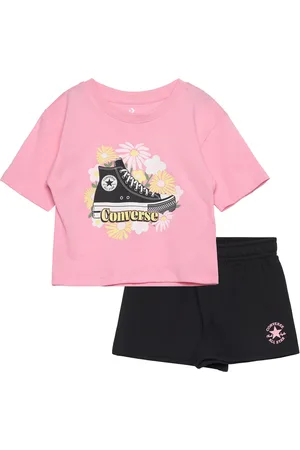 Converse Ks-Knit Short Set Sport Sets With Short-sleeved T-shirt Multi/patterned