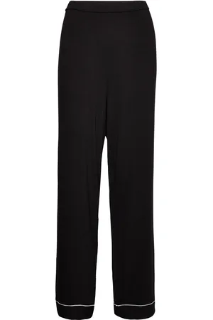 Lindex Pyjama Trousers Viscose Piping Pyjamasbukser Pysjbukser Black