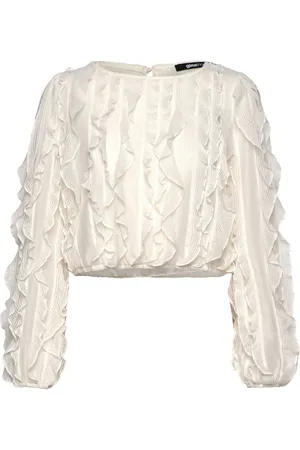 Gina Tricot Frill Top Tops Blouses Long-sleeved White