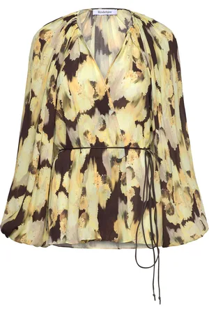 Rodebjer Bee Blurry Silk Designers Blouses Long-sleeved Black