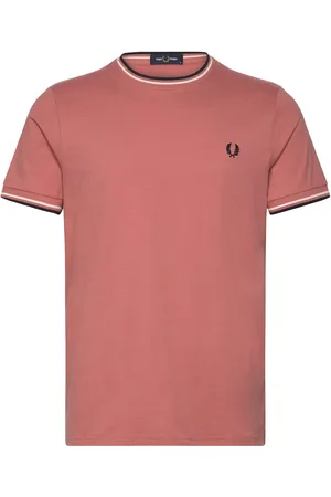 Fred Perry Twin Tipped T-Shirt Designers T-shirts Short-sleeved Coral