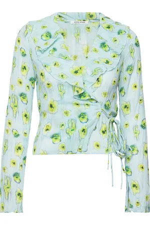 WoodWood Hannah Blouse Tops Blouses Long-sleeved Blue