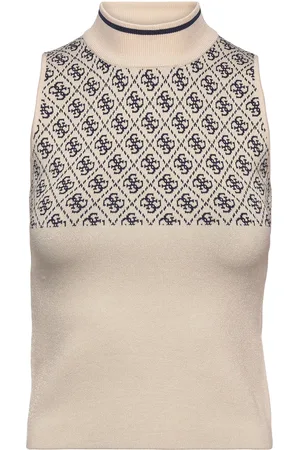 Guess Sl Rn Lise 4G Swtr Top Vests Knitted Vests Beige