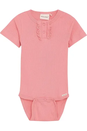 Minymo Body Ss Rib Bodies Short-sleeved Pink