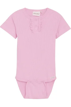 Minymo Body Ss Rib Bodies Short-sleeved Pink