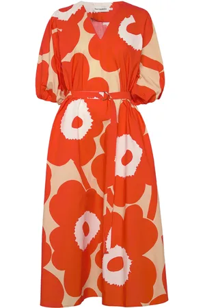 Marimekko Kimppu Unikko Maxikjole Festkjole Orange