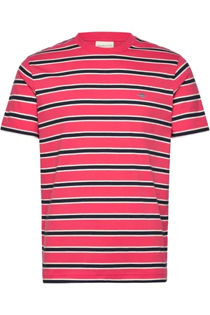 GANT Striped Ss Tshirt Designers T-shirts Short-sleeved Red