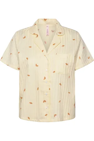Hunkemöller Jacket Ss Cotton Croissant Pyjamas Yellow