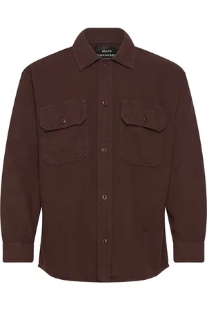 Mads Norgaard Cotton Linen Work August Shirt Tops Overshirts Brown