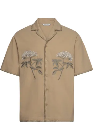 Holzweiler Pier Ripstop Embroidery Shirt Designers Shirts Short-sleeved Beige