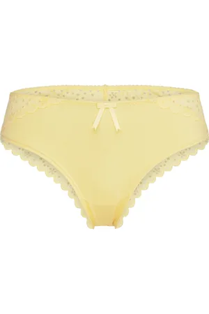Lindex Braz Reg Broderie Anglais Lingerie Panties Brazilian Panties Yellow