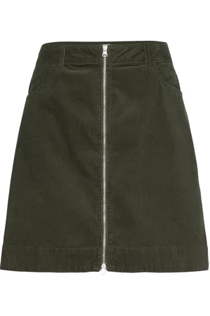Mads Norgaard Mini Cord Riva Skirt Skirts Short Skirts Khaki Green