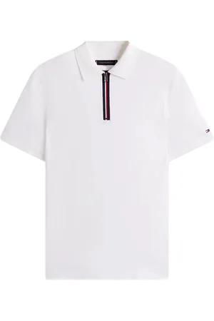 Tommy Hilfiger Interlock Zip Reg Polo Tops Polos Short-sleeved White