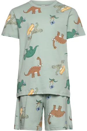 Lindex Pyjama Tee Shorts Vehicle Boat Pyjamas Sett Blue