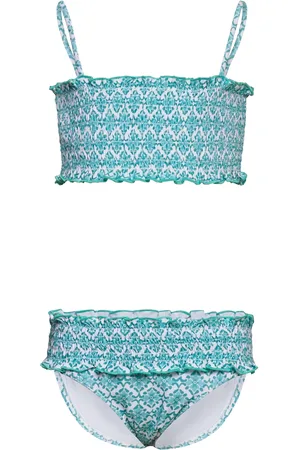 MANGO Printed Bandeau Bikini Bikini Green