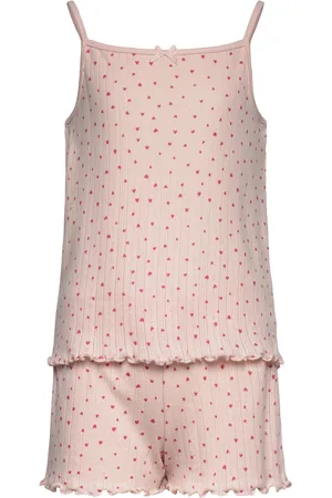 Lindex Pajama Pointelle Ss Pyjamas Sett Pink