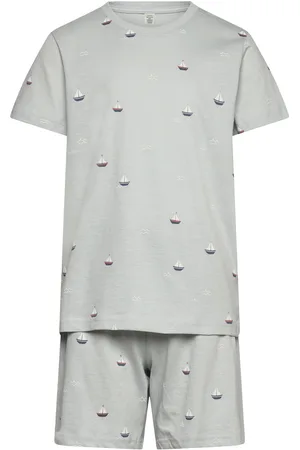 Lindex Pyjama Tee Shorts Vehicle Boat Pyjamas Sett Blue
