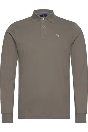 Hackett Slim Fit Logo Ls Tops Polos Long-sleeved Brown