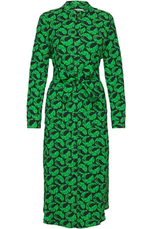 Mads Norgaard Chakra Zinni Dress Aop Knelang Kjole Green