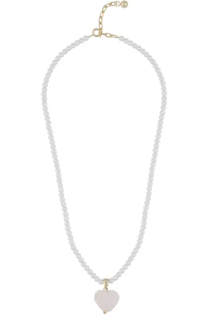 SNÖ of Sweden Sugar Hearts Pendant Pearl Neck 45 G/Clear - 45 Cm Accessories Jewellery Necklaces Pearl Necklaces White