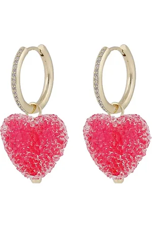 SNÖ of Sweden Sugar Hearts Pendant Ear G/Red - Accessories Jewellery Earrings Hoops Red