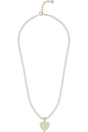 SNÖ of Sweden Sugar Hearts Pendant Pearl Neck 45 G/Yellow - 45 Cm Accessories Jewellery Necklaces Pearl Necklaces Silver