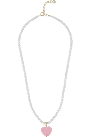 SNÖ of Sweden Sugar Hearts Pendant Pearl Neck 45 G/Pink - 45 Cm Accessories Jewellery Necklaces Pearl Necklaces Pink