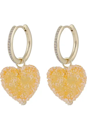 SNÖ of Sweden Sugar Hearts Pendant Ear G/Yellow - Accessories Jewellery Earrings Hoops Gold