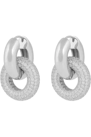 SNÖ of Sweden Liz Double Ring Crystal Ear Accessories Jewellery Earrings Hoops Silver