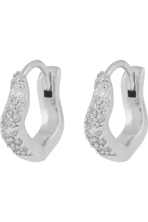 SNÖ of Sweden Essential Curve Crystal Small Ring Ear Accessories Jewellery Earrings Hoops Silver