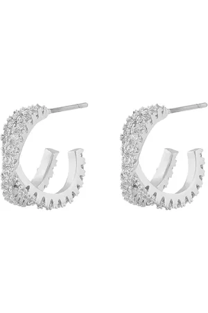 SNÖ of Sweden Fanny Double Oval Ear Accessories Jewellery Earrings Hoops Silver