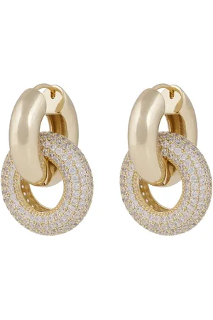 SNÖ of Sweden Liz Double Ring Crystal Ear Accessories Jewellery Earrings Hoops Gold