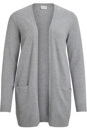 VILA Viril Open L/S Knit Cardigan Grey