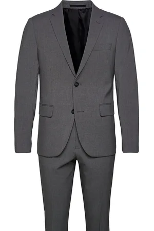 Lindbergh Plain Mens Suit - Normal Length Grey