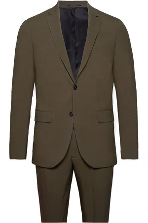 Lindbergh Plain Mens Suit - Normal Length Green