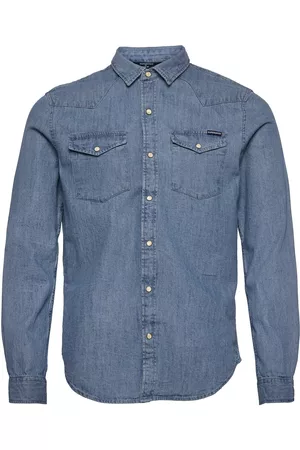 Superdry Herre Vintage skjorter - Vintage Western Shirt Blue