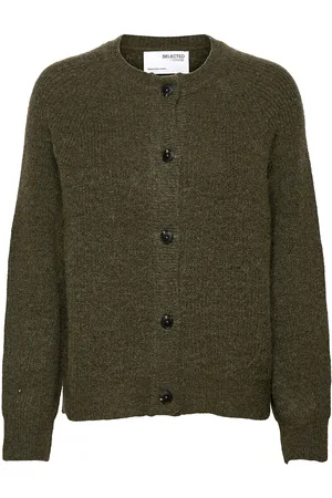 SELECTED Slflulu Ls Knit Short Cardigan Noos Green