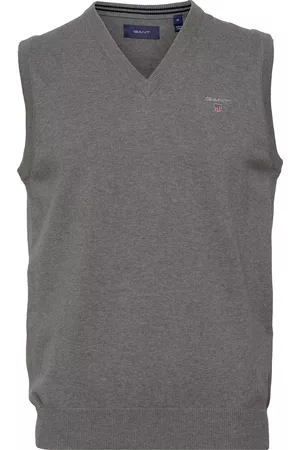 GANT Herre Strikket vest - Classic Cotton Slipover Grey
