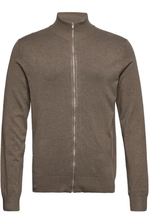 Lindbergh Melange Zip Cardigan Knit Brown