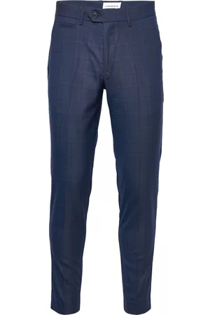 Lindbergh Herre Bukser - Checked Stretch Club Pants Navy