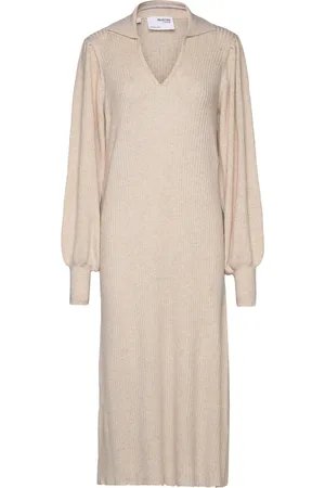 SELECTED Slfselene Ls Knit Dress B Cream